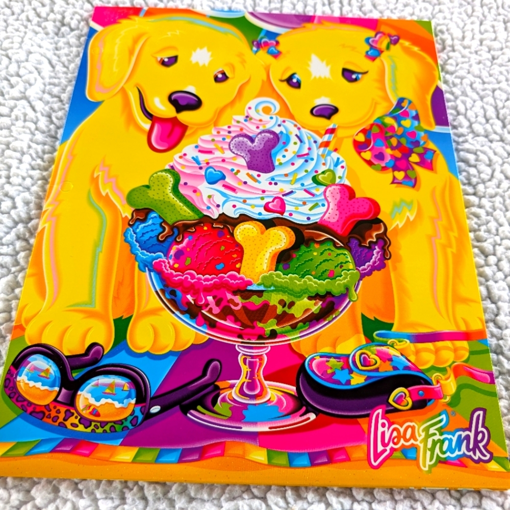 Vintage 90’s Lisa Frank Casey Candy Puppy Love Ice Cream Sundae Beach Fo…